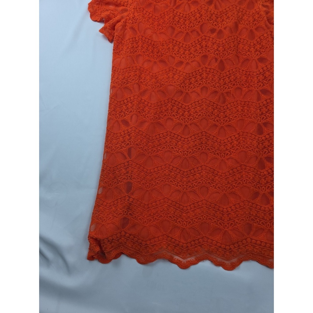 ZARA Bright Orange Crochet Lace Short Sleeve Sheath Dress Size XL - Picture 5 of 15